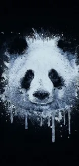 Artistic panda face on dark background mobile wallpaper.