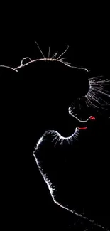 Silhouette of a panther on a dark background with red highlight.