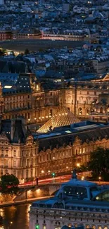 Stunning Paris evening skyline with illuminated buildings.