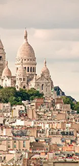 Scenic view of Paris with Sacré-Cœur Basilica.