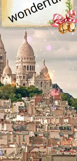 Sacré-Cœur Basilica with Paris cityscape and 'wonderful' text.