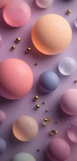 Colorful mobile wallpaper with pastel 3D spheres.