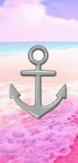 Pastel beach wallpaper with gray anchor.