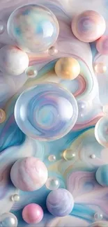 Mobile wallpaper with pastel bubble abstract art.