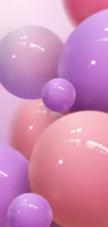 Pastel bubbles wallpaper with purple and pink spheres.