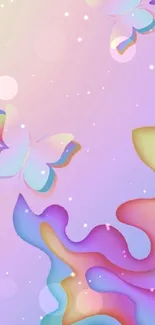 Abstract pastel wallpaper with butterflies.