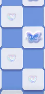 Pastel butterfly pattern wallpaper with blue background.