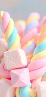 Colorful pastel candy-themed mobile wallpaper with a sweet, soft design.