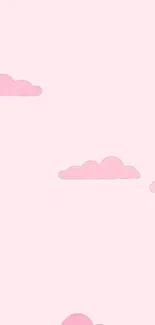 Whimsical pastel wallpaper with pink clouds and a balloon on a soft pink background.