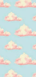 Pastel pink clouds on light blue sky wallpaper.