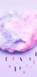 Pastel cotton candy against a lavender background.