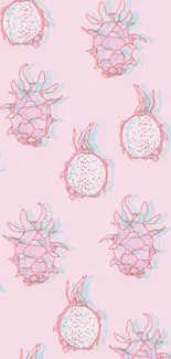 Pastel pink dragon fruit pattern wallpaper with a stylish design.