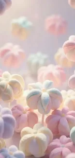 Pastel-colored candy blossoms creating a dreamy floral wallpaper.