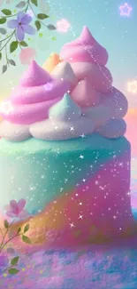 Enchanting pastel dessert art with floral accents and soft hues.