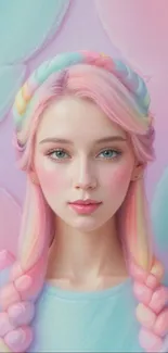 A dreamy pastel fantasy portrait wallpaper with soft hues.