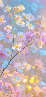 Delicate pastel flowers create a serene mobile wallpaper.