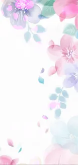 Colorful pastel floral mobile wallpaper with soft blooms.