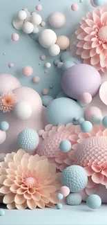 Serene pastel floral wallpaper with pink and blue blossoms for mobile screens.