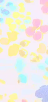 Pastel floral wallpaper with soft pink, yellow, and teal tones for smartphones.