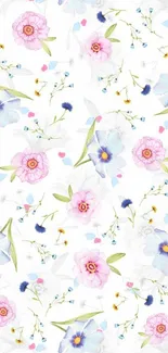 Watercolor pastel flowers on a white background, ideal for spring-themed decor.