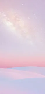 Pastel galaxy with serene landscape in mobile wallpaper.