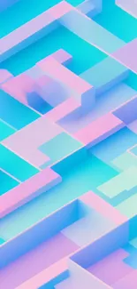 Pastel geometric abstract wallpaper in blue and pink hues.