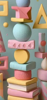 Pastel geometric shapes with artistic design