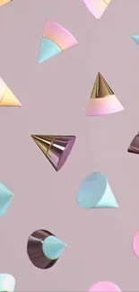 Pastel geometric wallpaper with 3D cones.