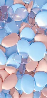 Pastel blue and peach glossy pebbles mobile wallpaper.