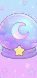 Pastel crystal ball with crescent moon.