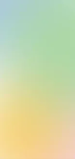 Pastel gradient mobile wallpaper with green, yellow, and blue hues.