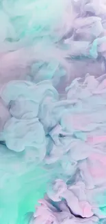 Ethereal pastel cloud design in pink, green, and lavender hues.