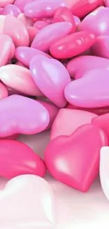 Mobile wallpaper with pastel pink heart candies.