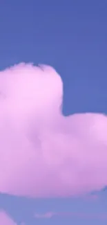 Pink heart-shaped cloud in a blue sky wallpaper.