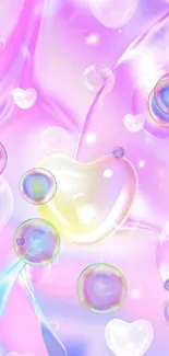 Heart-shaped bubbles pastel wallpaper for mobile devices.