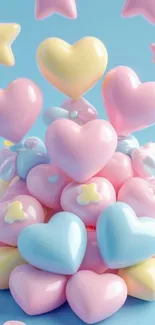 Colorful pastel heart and star wallpaper.