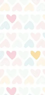 Pastel heart pattern wallpaper with soft colors.