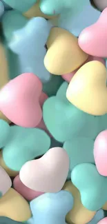 Pastel heart-shaped candies in calming, soothing colors as mobile wallpaper.