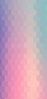 Pastel hexagon wallpaper with pink, purple, and blue gradient hues.