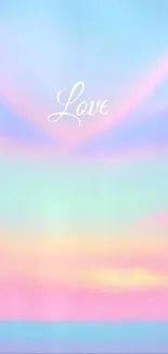 Pastel gradient wallpaper with 'Love' in script.