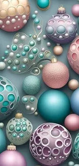 Pastel ornaments mobile wallpaper with festive design.