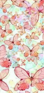 Pastel pink butterflies on a white background, creating a serene and elegant design.