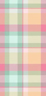 Pastel plaid wallpaper with multicolor checkered pattern.