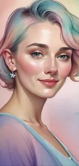 Elegant pastel portrait wallpaper with soft artistic hues.