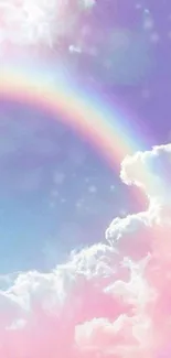 Dreamy pastel rainbow and cloud mobile wallpaper.