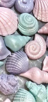 Pastel seashells create a soothing aesthetic mobile wallpaper.