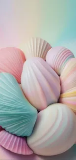 Pastel seashells arranged in an artistic and calming digital design.