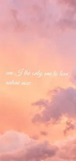 Pastel pink sky wallpaper with inspirational quote.