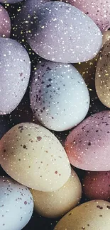 Pastel speckled egg wallpaper with a serene artistic design.