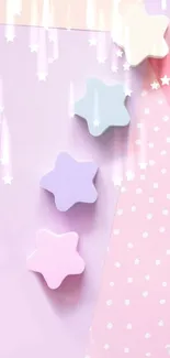 Minimalist pastel star shapes on pink background.